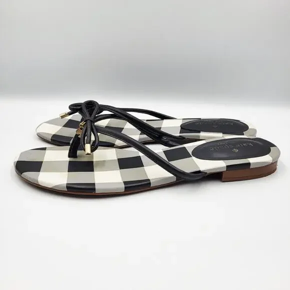 Kate Spade New York Mistic Bow Black & White Checkered Sandals Women's Size 10 - Picture 4 of 10